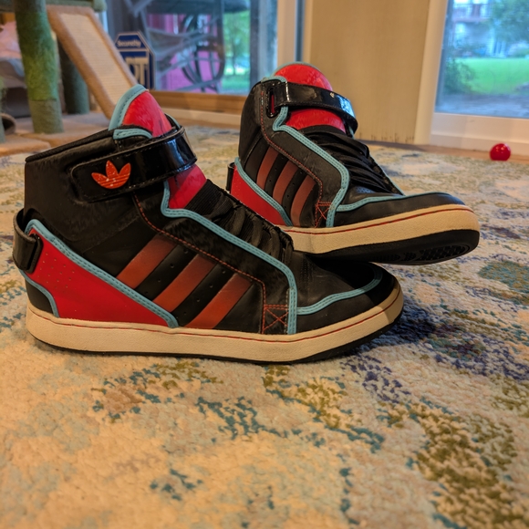 adidas Other - Adidas 2000s High-Top Sneakers - Black and Coral/Red